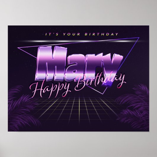 Mary Name Vorname lila retro Poster Geburtstag (Vorne)