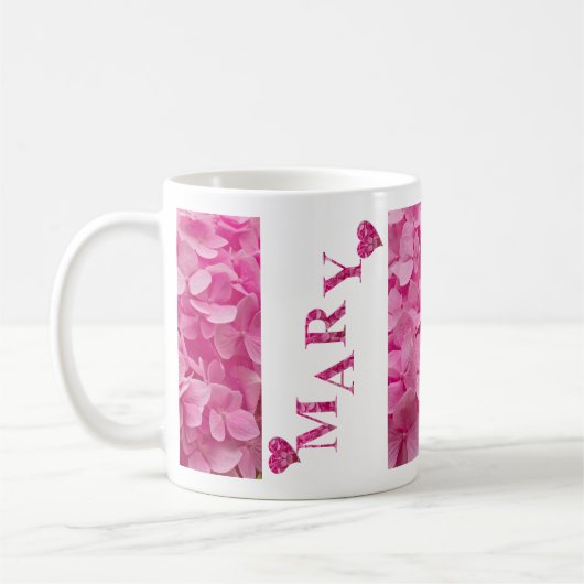 "Mary" Niedliche rosa Frühlingsherzen Kaffeetasse (Links)