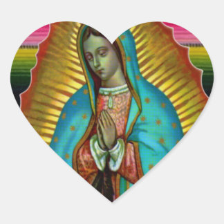 Mary of Guadalupe Zarape Stickers, Lady Jungfrau Herz-Aufkleber