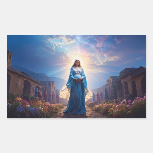 Mary of Nazareth Walking Alone Rechteckiger Aufkleber (Vorderseite)