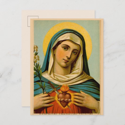 Mary Our Lady of Traurows Unakulates Heart Postkarte (Vorne/Hinten)