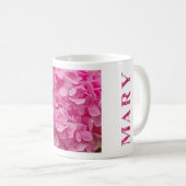 Mary, Personalisiert Pink Hydrangea Floral Letteri Kaffeetasse (VorderseiteRechts)