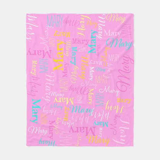 Mary personalisierter kurzer Name hellrosa Decke (Vorderseite)