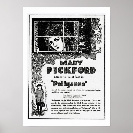 Mary Pickford Pollyanna Movie Ad Print Poster (Vorne)