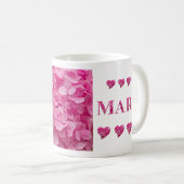 "Mary" Pink Hydrangea Blumenbriefe & Niedliche Her Kaffeetasse (VorderseiteRechts)