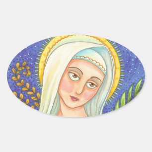Mary Portrait CLASSIC OVAL STICKERS Sheet