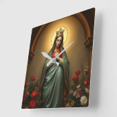 Mary Queen of Heaven Catholic Wall Clock Quadratische Wanduhr (Winkel)