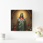 Mary Queen of Heaven Catholic Wall Clock Quadratische Wanduhr (Zuhause)