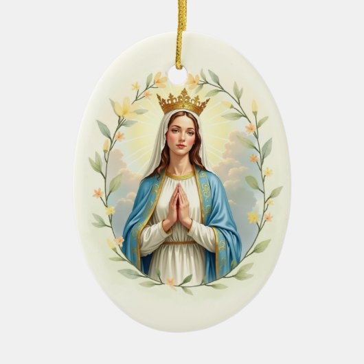 Mary Queen of Heaven God's Peace and Blessings Keramik Ornament (Vorne)