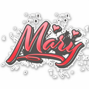 Mary red Heart Graffiti Aufkleber Sticker