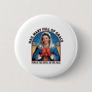 Mary Religious Boxing T-Shirt Funny Christlich Pun Button