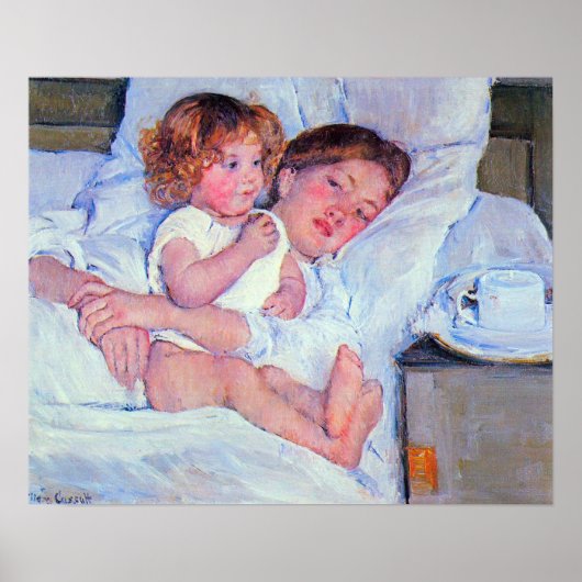 Mary Stevenson Cassatt Frühstück im Bett Poster (Vorne)