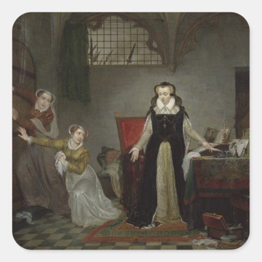 Mary Stuart im Moment des Verlassend Quadratischer Aufkleber (Vorderseite)