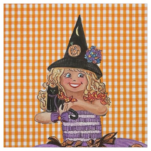 Mary the Happy Halloween Witch Fabric Stoff (Muster)