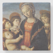 Mary und Baby Jesus mit Engel Weihnachten Steinuntersetzer (Vorderseite)