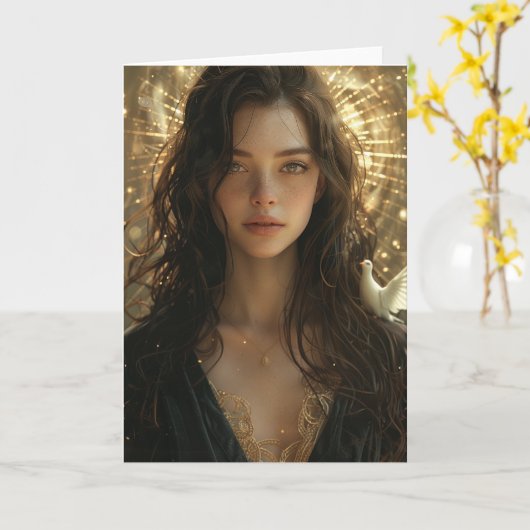 Mary und die Dove Karte (Gelbe Blume)