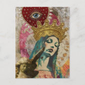 Mary und Engel Mixed Media Collage Postkarte (Vorderseite)
