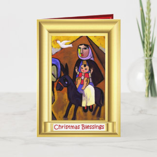 Mary und Jesus auf einem Esel Feiertagskarte