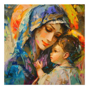 Mary und Jesus Expressionismus Fotodruck