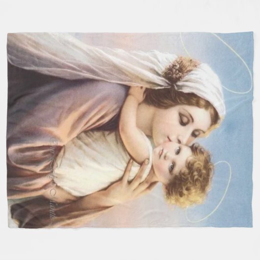 MARY und JESUS HALOS Fleecedecke (Vorderseite (Horizontal))