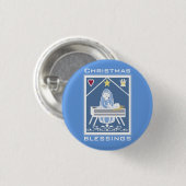 Mary und Jesus Weihnachts-Segnungen Button (Vorne & Hinten)