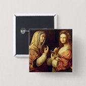 Mary und Martha (Öl auf Platte) Button (Vorne & Hinten)