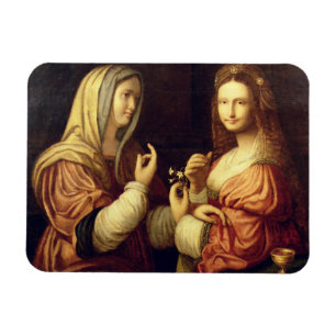 Mary und Martha (Öl auf Tafel) Magnet