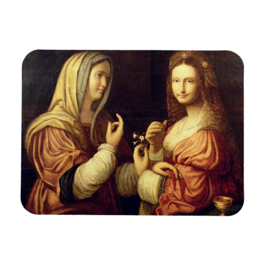 Mary und Martha (Öl auf Tafel) Magnet (Horizontal)