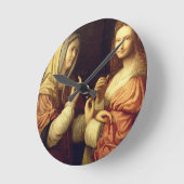 Mary und Martha (Öl auf Tafel) Runde Wanduhr (Winkel)