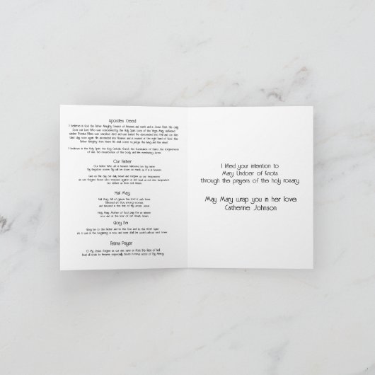 Mary, Undoer of Knots Prayer Card (Innenseite)