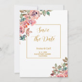 MARY Watercolor Rose Emerald Green Save The Date (Vorderseite)