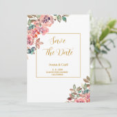 MARY Watercolor Rose Emerald Green Save The Date (Stehend Vorderseite)