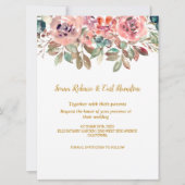 MARY Watercolor Rose Emerald Green Wedding Einladung (Vorderseite)