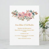 MARY Watercolor Rose Emerald Green Wedding Einladung (Stehend Vorderseite)