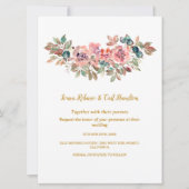 MARY Watercolor Rose Emerald Green Wedding Einladung (Vorderseite)