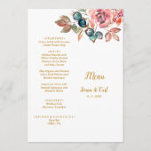 MARY Watercolor Rose Emerald Green Wedding Menükarte (Vorderseite)
