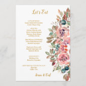 MARY Watercolor Rose Emerald Green Wedding Menükarte (Vorderseite)