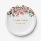 MARY Watercolor Rose Emerald Green Wedding Pappteller (Vorderseite)