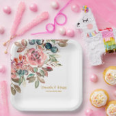 MARY Watercolor Rose Emerald Green Wedding Pappteller (Party)