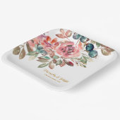 MARY Watercolor Rose Emerald Green Wedding Pappteller (Gewinkelt)