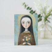 Mary With Flowers Postkarte (Stehend Vorderseite)