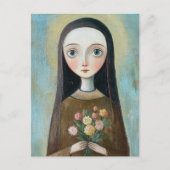Mary With Flowers Postkarte (Vorderseite)