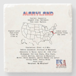 Maryland American Staat auf einer Karte und nützli Steinuntersetzer