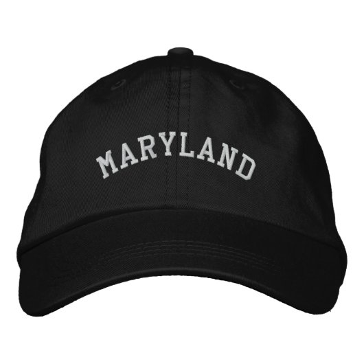 Maryland bestickte, anpassbare Cap Black Bestickte Baseballkappe (Vorderseite)