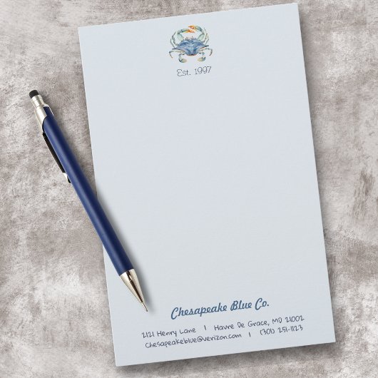 Maryland Blue Crab Custom Business Stationery Briefpapier