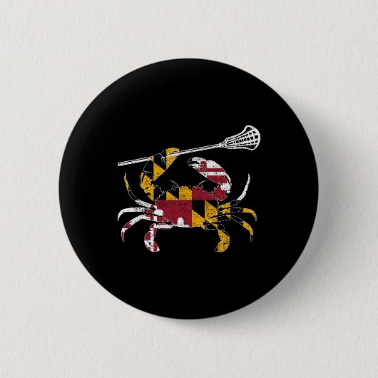 Maryland Blue Crab Lacrosse Lover T-Shirt Flag Mar Button (Vorderseite)