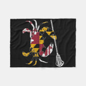 Maryland Blue Crab Lacrosse Lover T-Shirt Flag Mar Fleecedecke (Vorderseite (Horizontal))