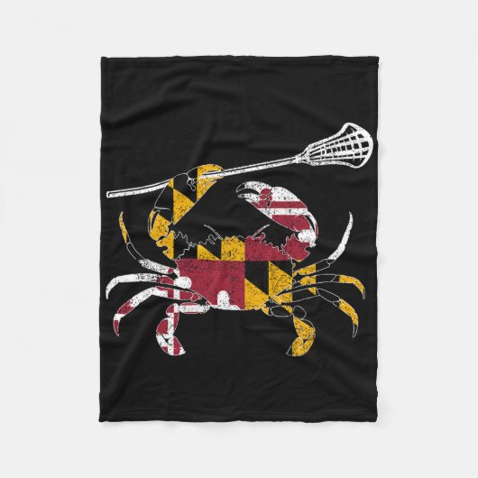 Maryland Blue Crab Lacrosse Lover T-Shirt Flag Mar Fleecedecke (Vorderseite)