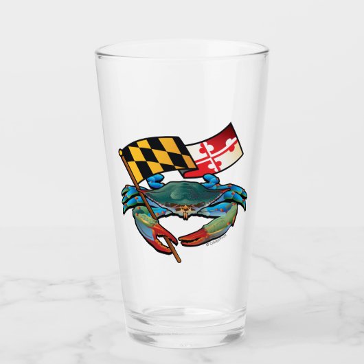 Maryland Blue Crab mit Wappen Glas (Vorderseite)
