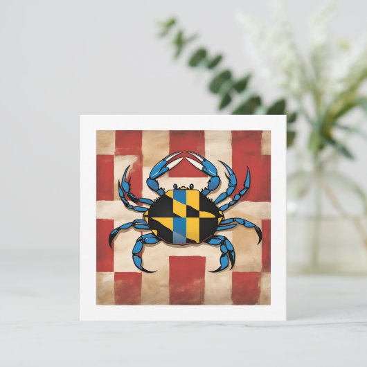 Maryland Blue Crab Note Card Einladung (Stehend Vorderseite)